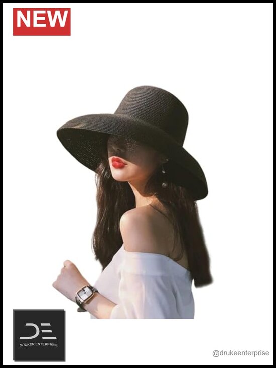 Wide Brim Foldable Straw Sun Hat UPF 50+ UV Resistant Travel Beach Hat main image 5